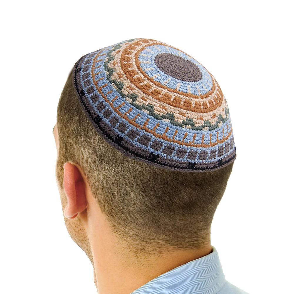 Hand Made Cotton Hand Knitted Kippah Hat Designed in Israel Yamaka Jewish Hats for Men Yarmulke Hat