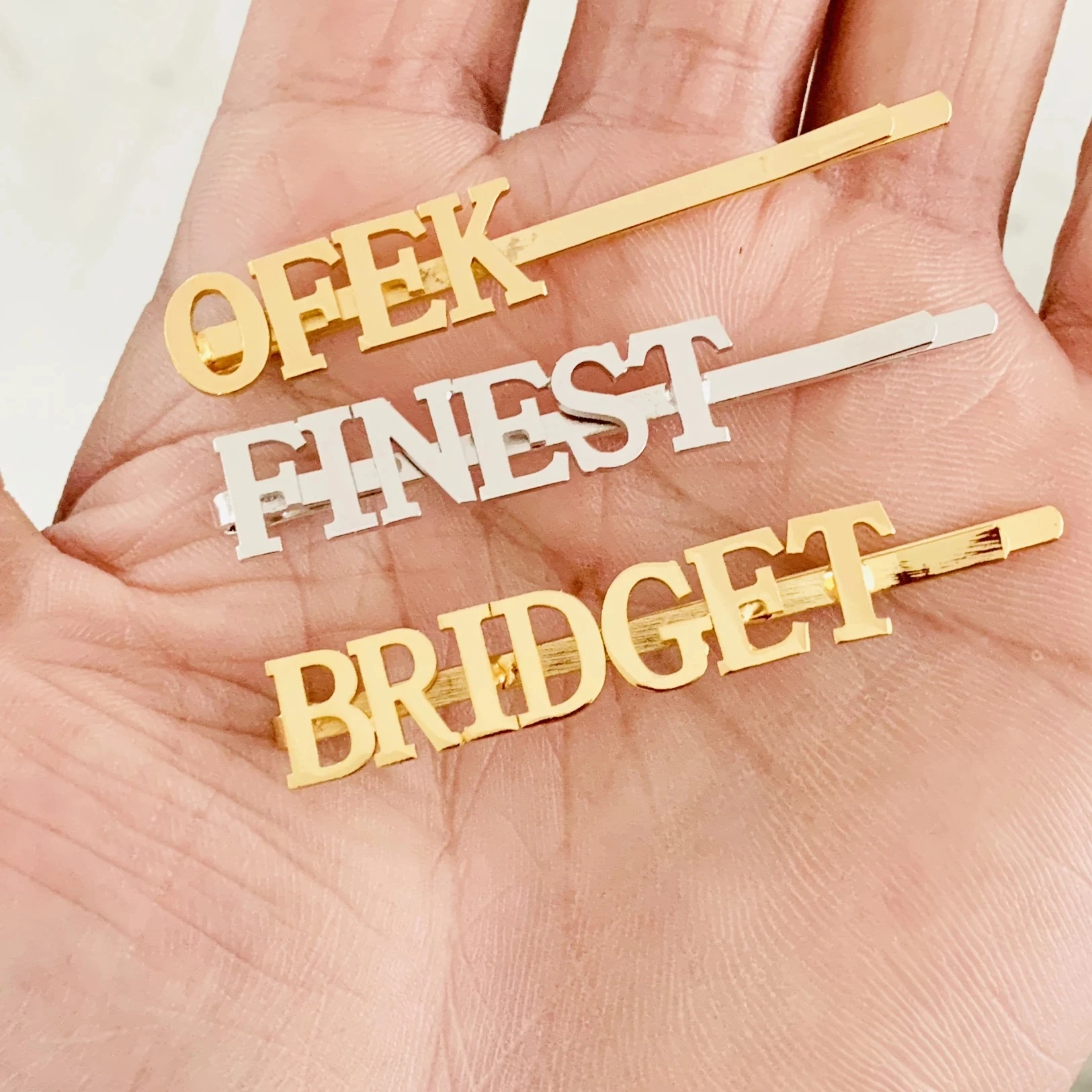 Hot sale hair accessories kids hair pins mini clip custom gold stainless steel name bobby pin