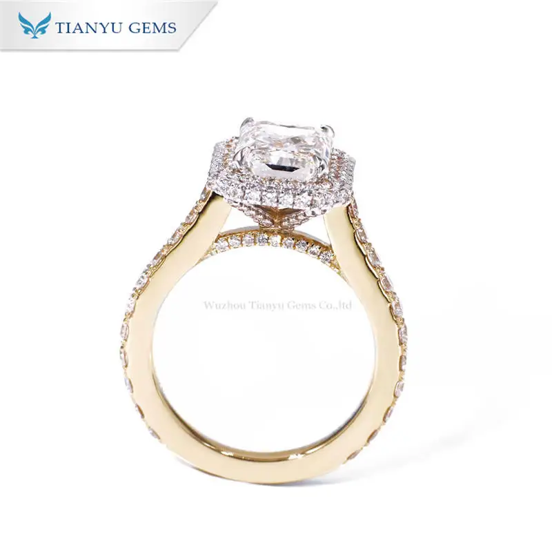 Tianyu Custom 14K 18K Women Radiant Cut VVS Engagement Solid White Yellow Gold Lab Grown Diamond Wedding Ring With IGI Certified