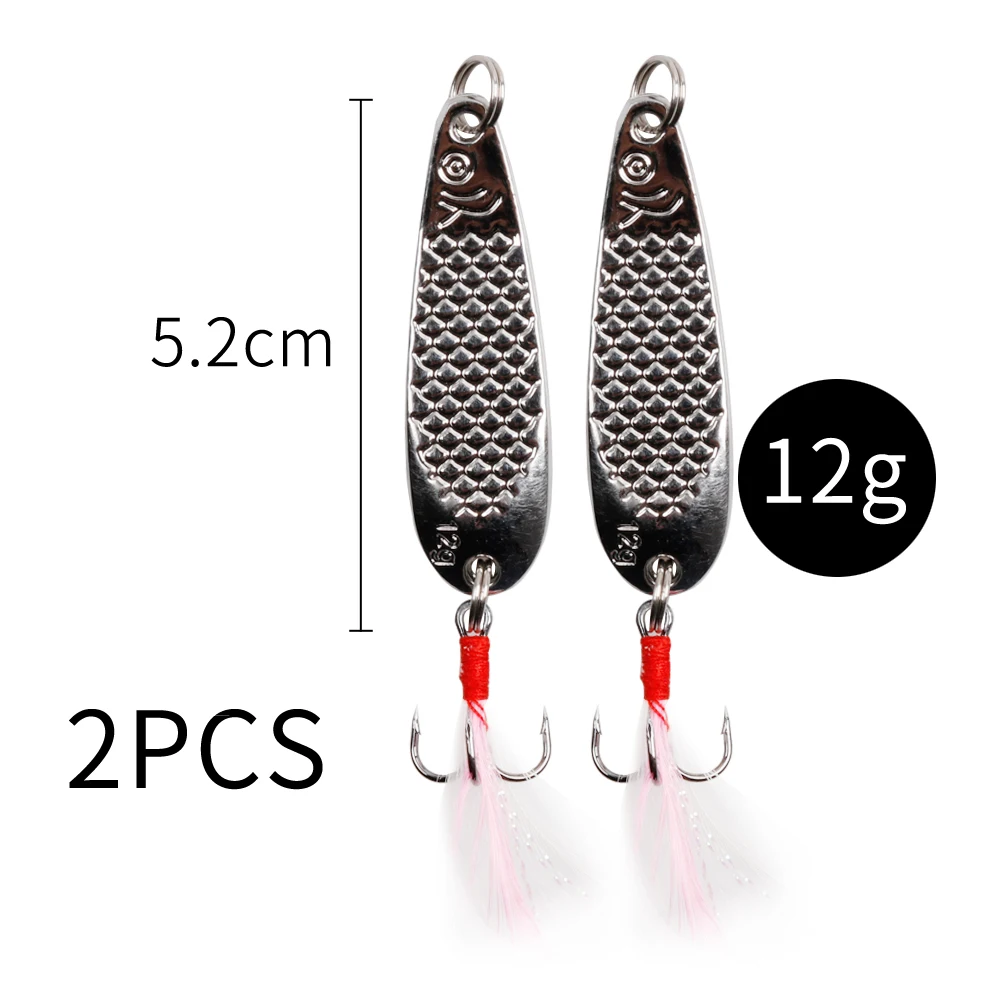 LUSHAZER 2pcs/lot 2 colors pesca lure hard spinner lures metal lure fishing spoon