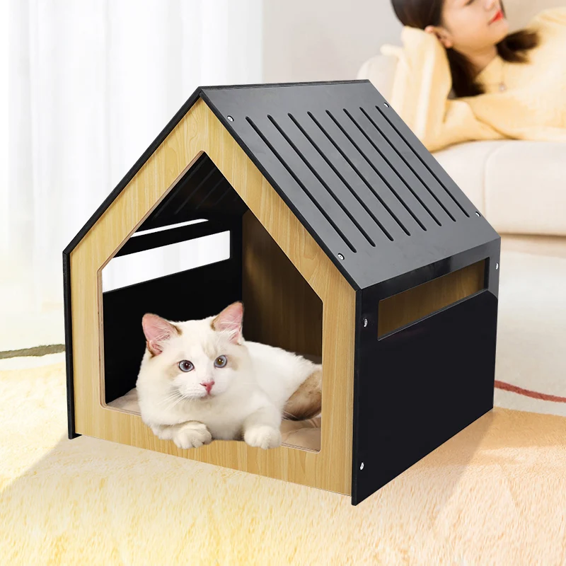Indoor Wooden Pet Furniture Big Dog Cat House Animal Products Luxury Modern Wooden Dog Sleeping Bed House