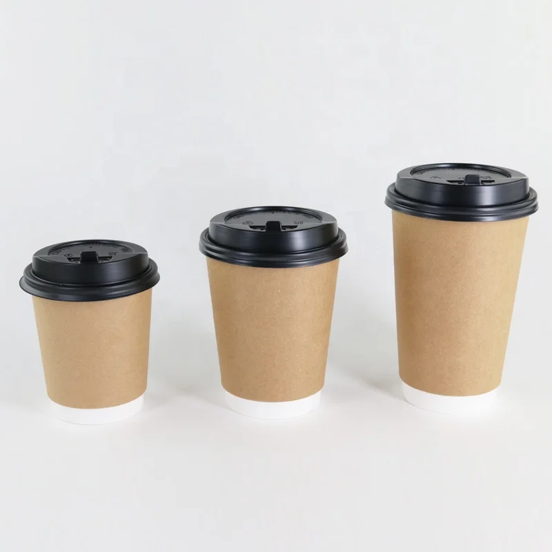 Fast Supplier Food Grade Manufacturer Kraft Double Wall Coffee Cup Costume Double Wall Coffee Cup High Quality  Take Away Cups