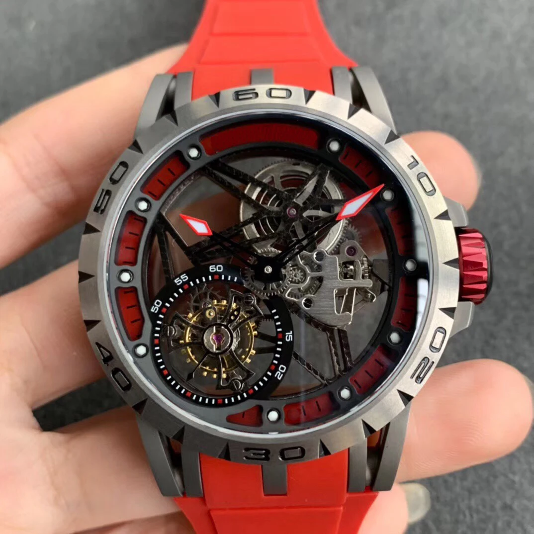 Luxury classic super sports watch designer Mechanical watch customized logo flying hollow tourbillon watch for men