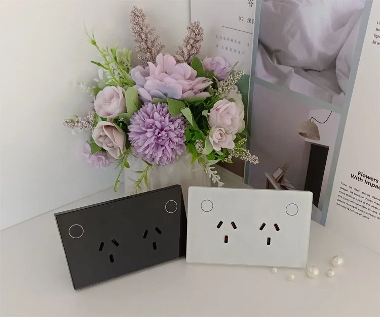 AU Standard Wifi Controlled Toughened Glass Panel Smart Electrical Touch Switch and Power Points