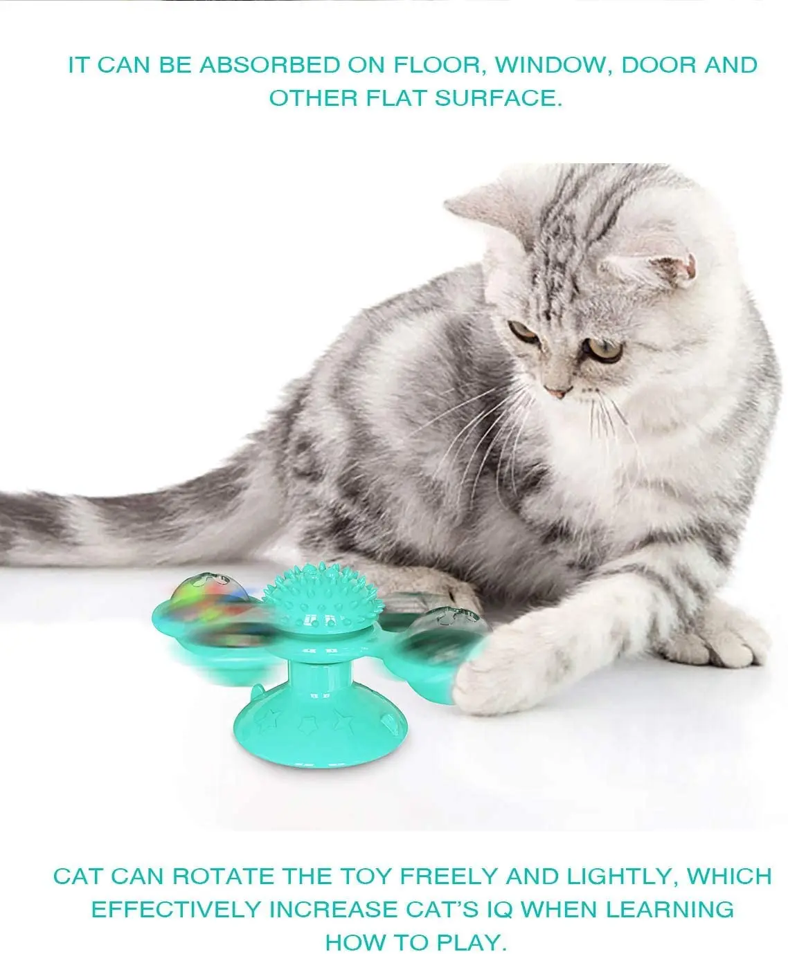 
Windmill Catnip Toy Funny Kitten Cat Toy Toothbrush Toy Massage Scratching Tickle with Suction Cup 