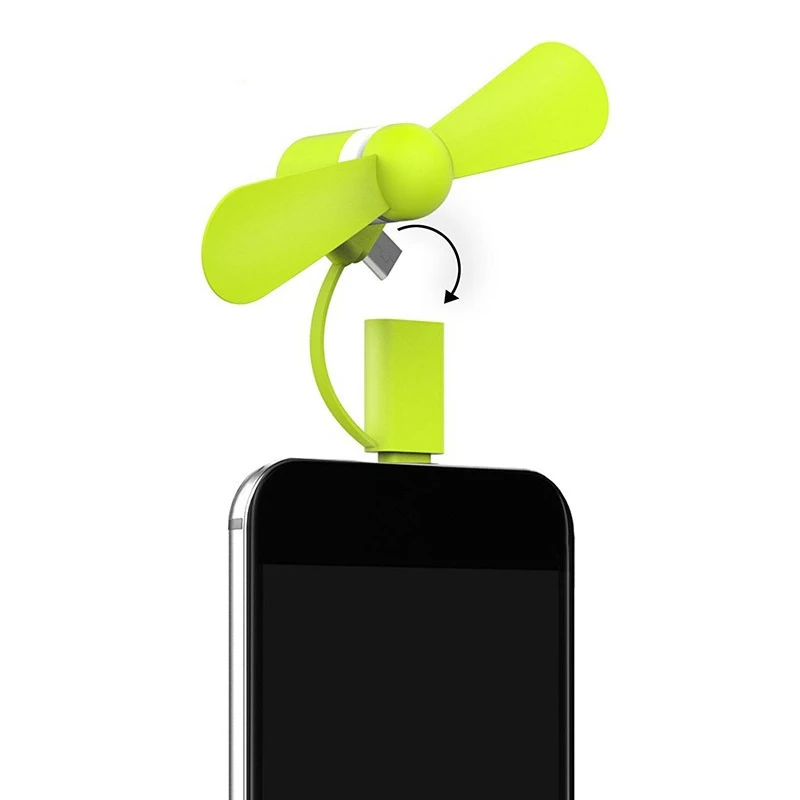 Hot Portable Mini 2 In 1 Mobile Phone Fan, Micro USB Adapter Type IOS Smartphone For Iphone Android Micro Handheld Cooling Fan