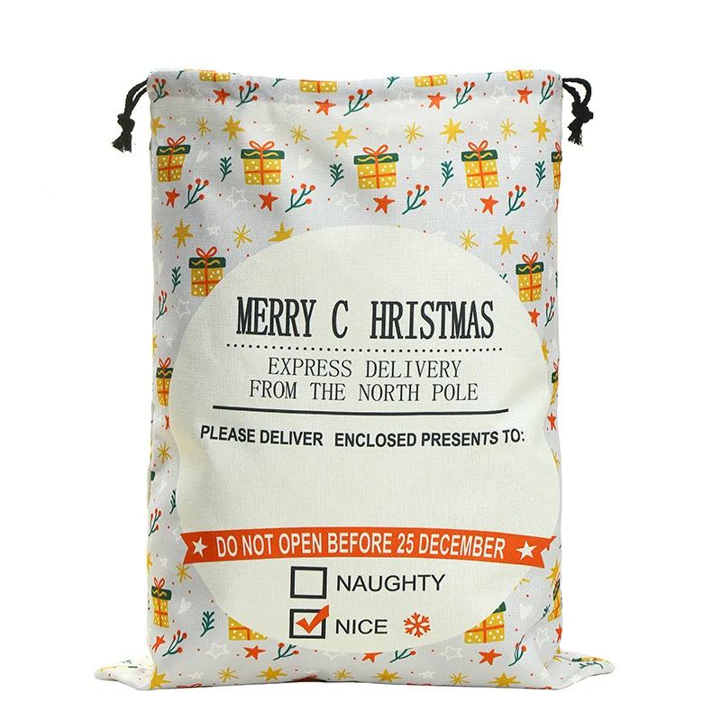 Promotional Wholesale Personalized Christmas Gift Bags Candy Bag Monogram Christmas Santa Sacks