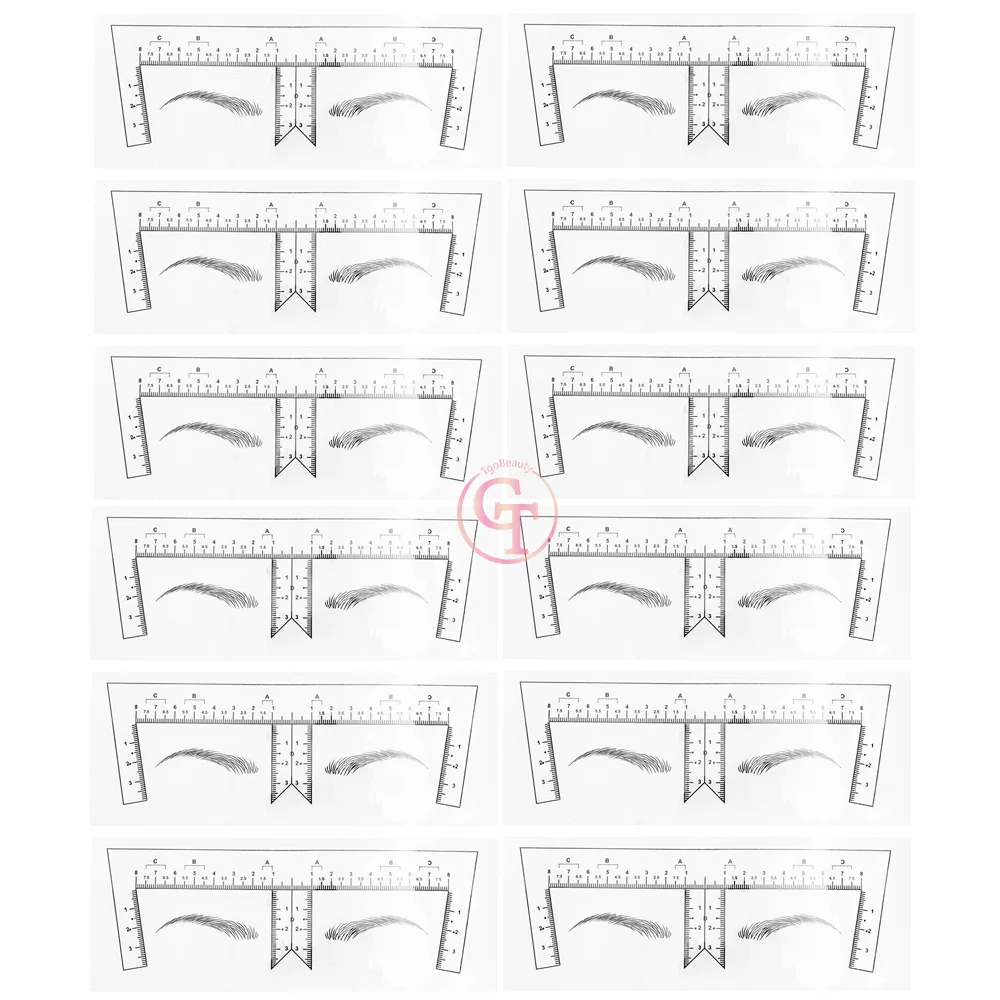 Private Label Disposable Eyebrow Ruler Sticker Microblading Stencil Brow Mapping Stickers for Powder Brow Training Academy
