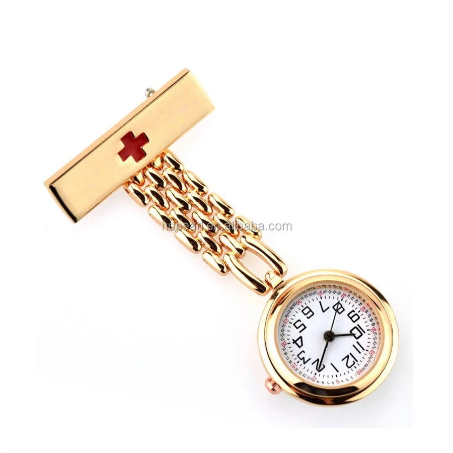 WAH628 Rose Gold Nurses Doctors Hanging Watch with Red Cross Gift Pocket Watch