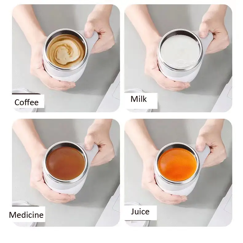 Automatic Self Stirring Coffee Cup Electric Magnetic Mug Metal Mugs Stainless Steel Portable USB Travel American Style HANDGRIP