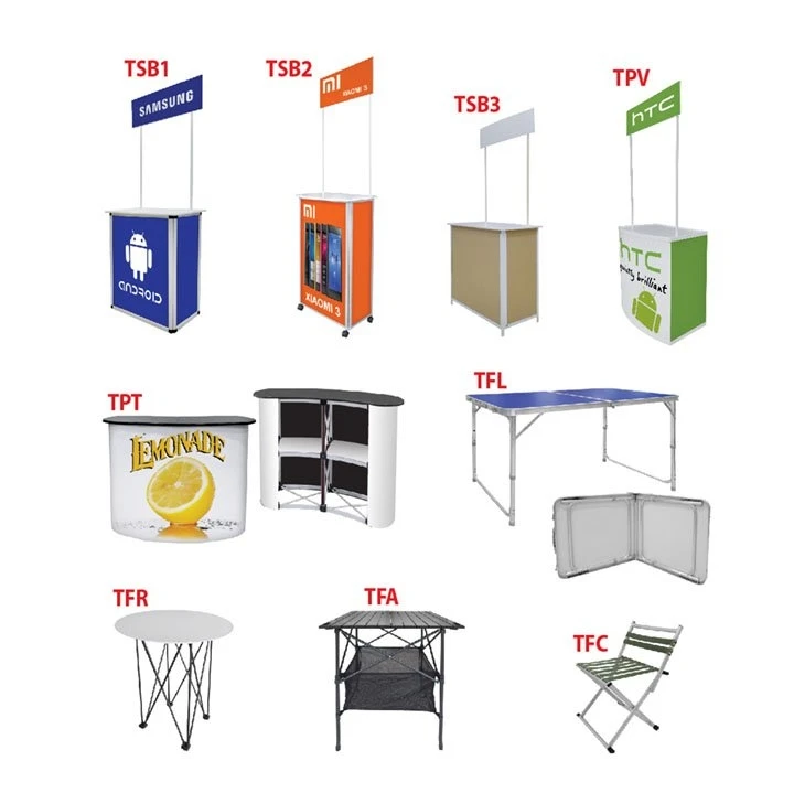 Portable Deluxe Sampling Booth Table Pop Up Exhibition Booth Advertising Display Foldable Table Promotion Counter with Wheels
