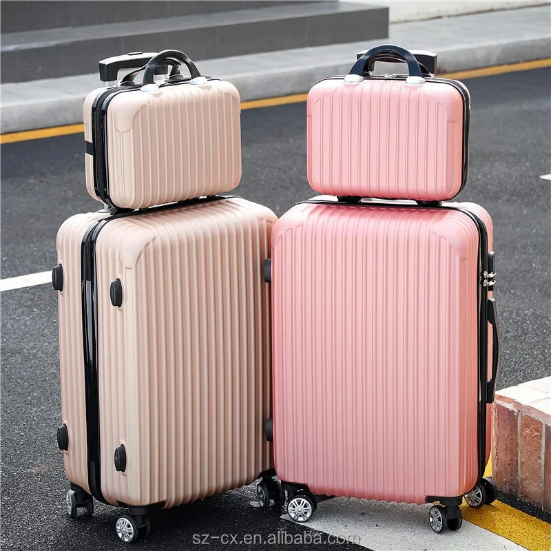 20 inches Outdoors Travelling Pink ABS Hard Shell Luggage Travel Suitcase Sets 2 piece