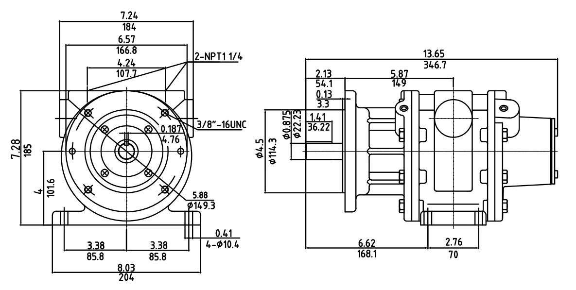 NEMA 145TC Flange Mount Vane Air Motor