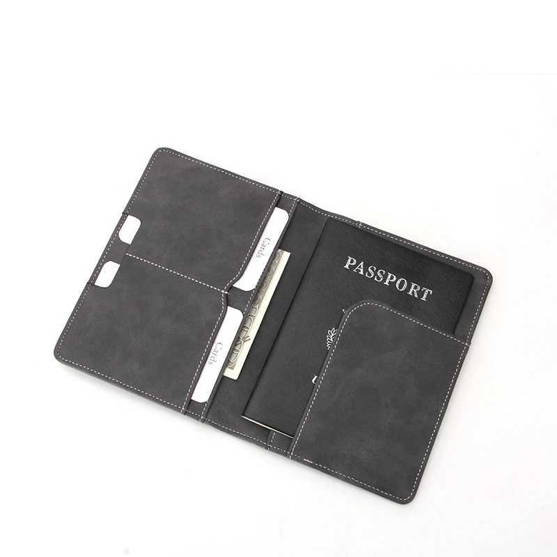 Custom RFID PU Leather Passport Holder Cover Travel Passport Case