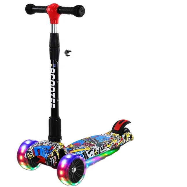 Foldable Kick Scooters for Kids S3 - 4 Adjustable Height Glider Ride 3 Wheel Kick Scooters