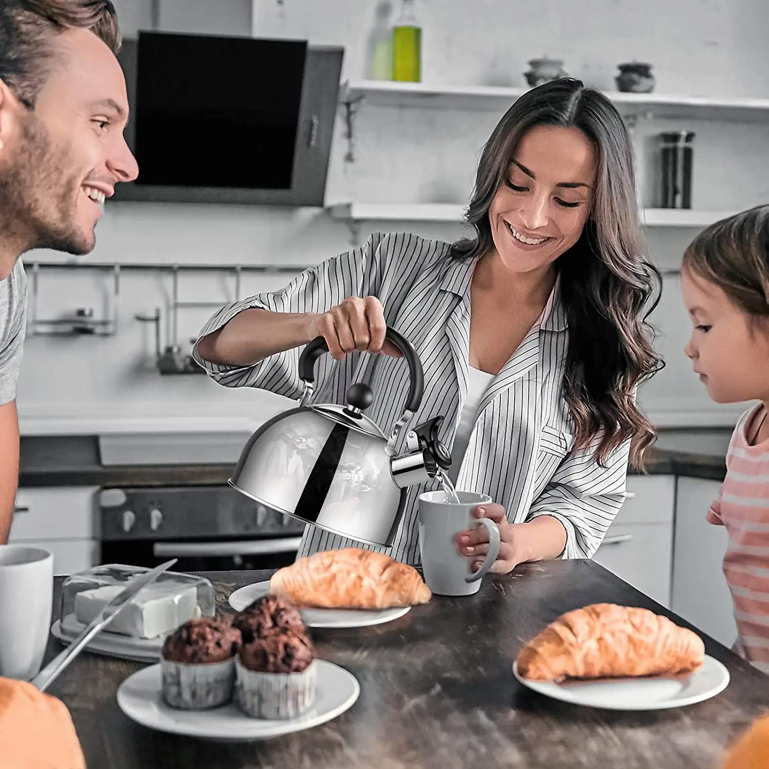 Умный кухонный чайник со свистком, 2 л, 3 л, с нейлоновой ручкой и ручкой из нержавеющей стали