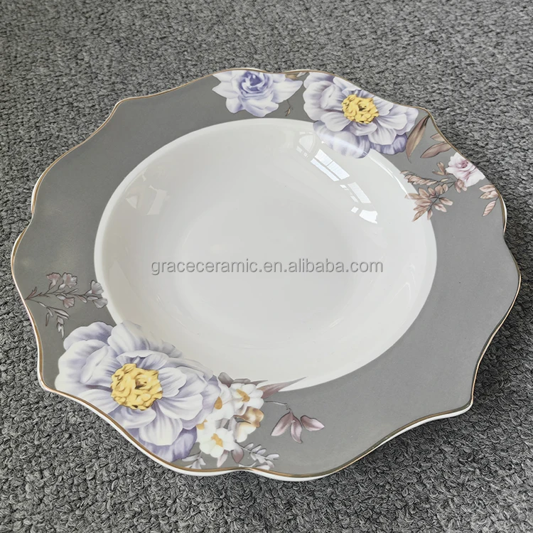 2024 New Trends Unique Shape Porcelain Customized Dinner Plates New Bone 24pcs Modern Design Dinnerware Set For Gift Restaurant