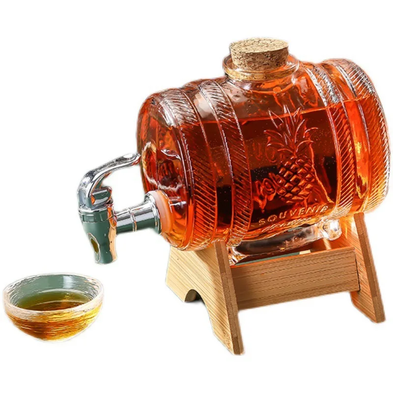 1000ml Decorative Glass Beer Tap Barrel Vessel waterfall Mix Drink Set Liquor Bottle Display