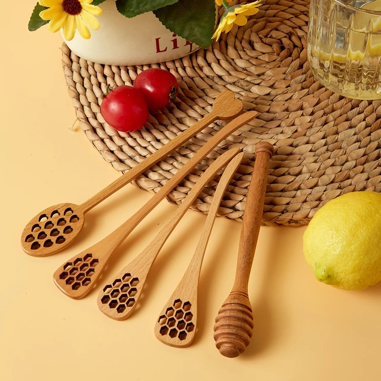 2024 Factory Wholesales Wood Food Grade Mixing Honey Stick Dipper Spoon