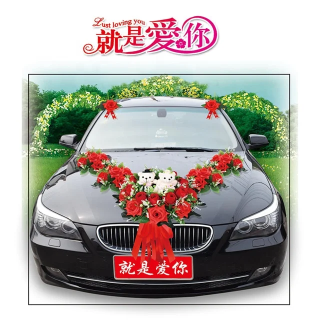 Custom Artificial Car Flower ROSE GARLANDS Bridal Couple Flower Decor Garland Wedding Car Decoration