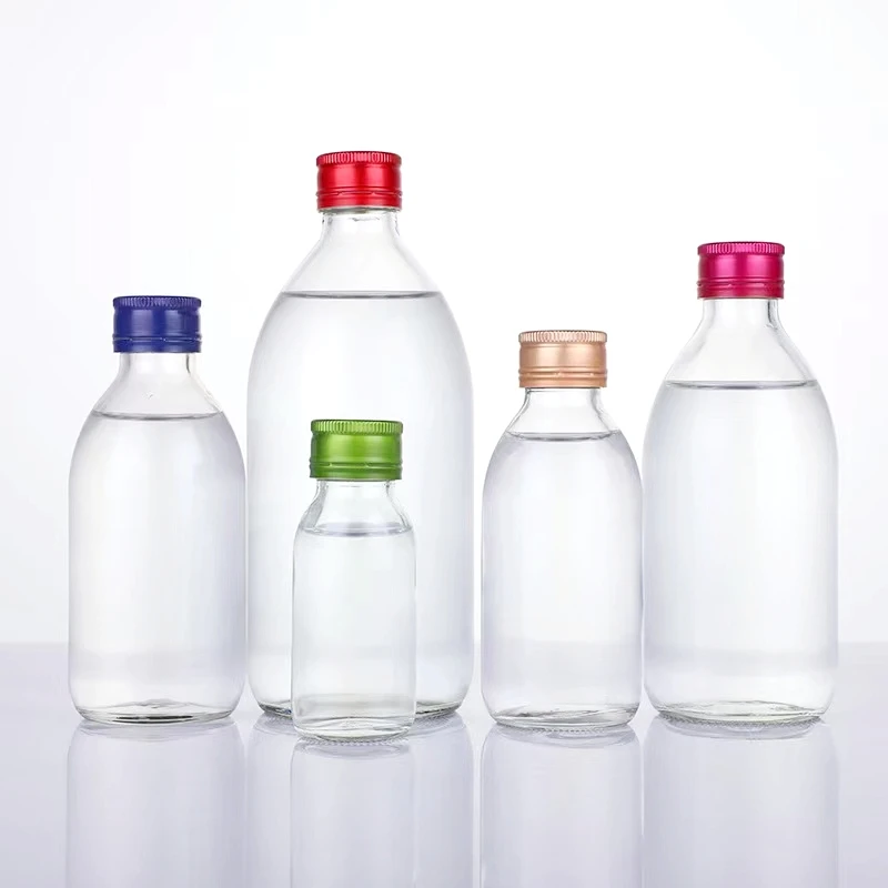 Wholesale 30ml-500ml cosmetic clear amber  round glass bottle for liquid medicine