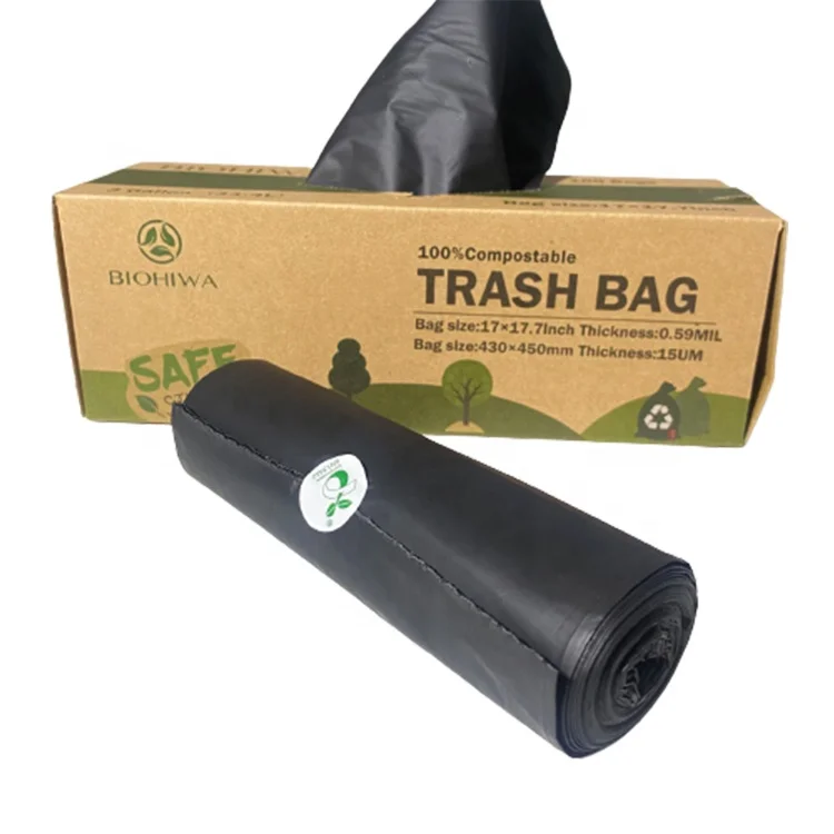 3 Gallon/13 Gllon Biodegradable Compostable Bin Liner Heavy Duty Black Garbage Bag for import/export