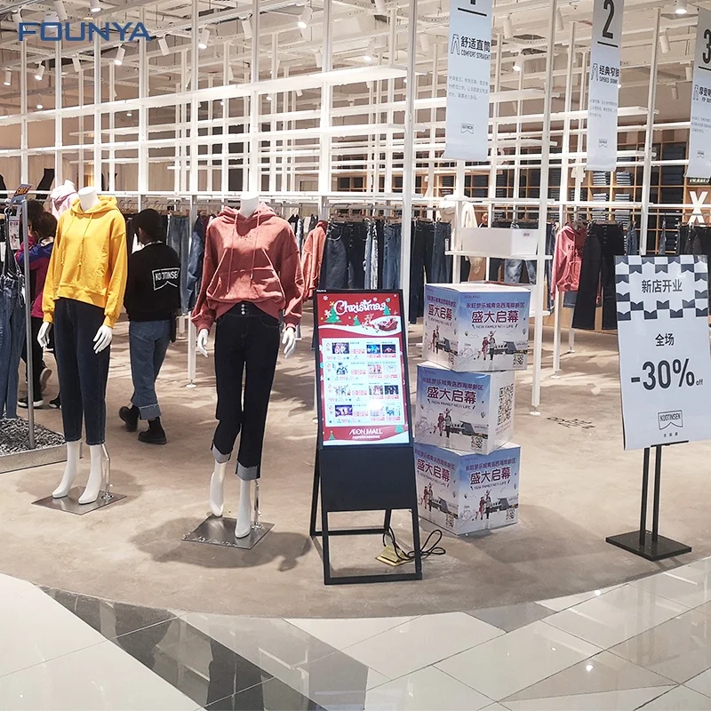 32/43inch Floor Stand Portable Moveable Foldable Scaffolding Ultra Thin Digital Signage LCD Display Poster Advertising Players
