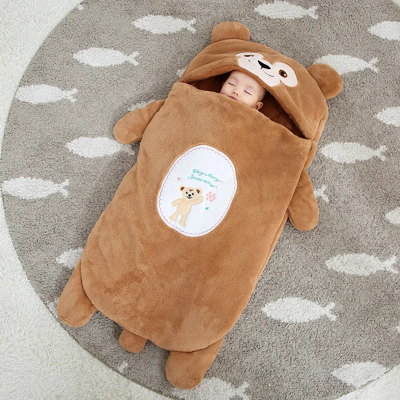 2022 Animal Design Breathable Bedding Use Thick Warm Baby Sleeping Sack Newborn Infant Bag Swaddle