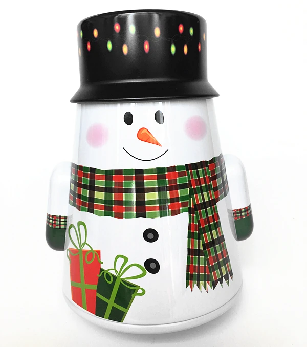 wholesale customize Christmas decoration gift box tin packaging box promotional santa shape metal tin can