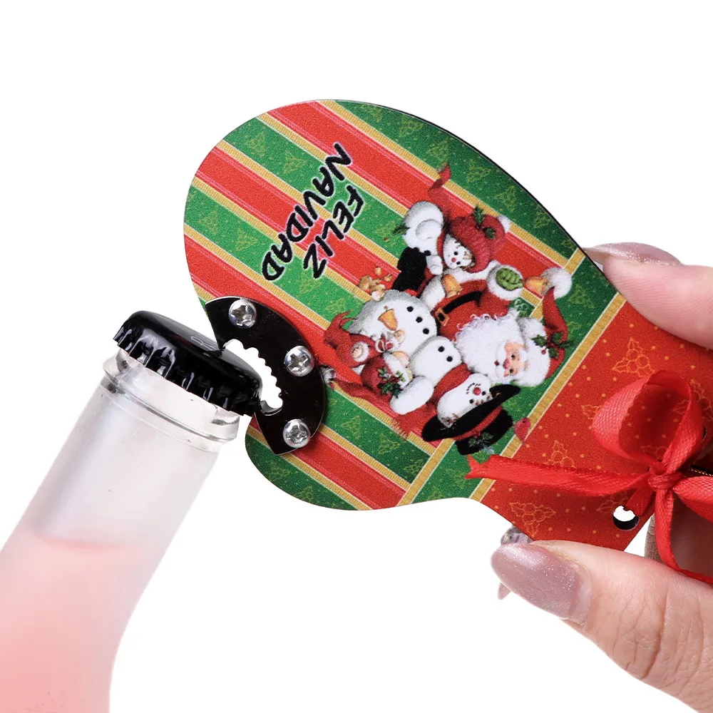 OEM customizable personalised Christmas santa claus printing design custom bottle opener mdf fridge magnet customised