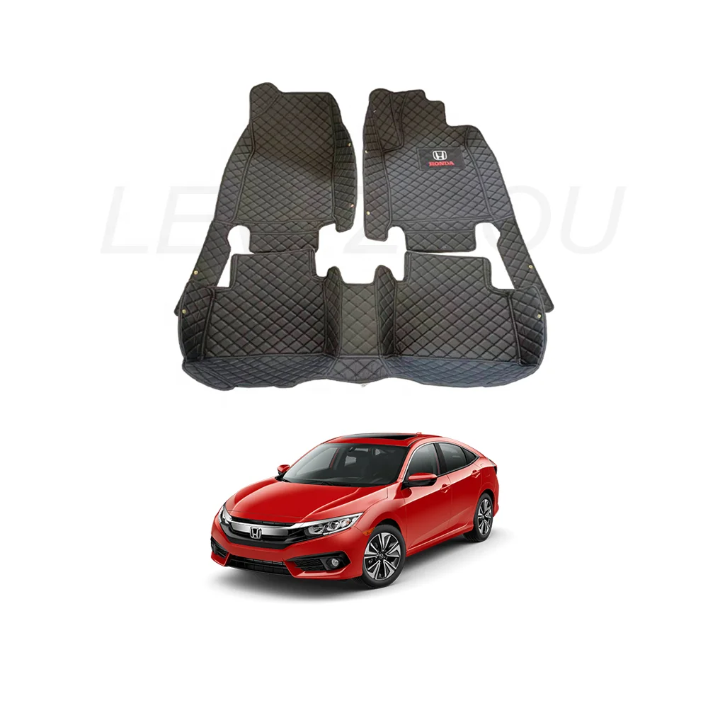 Luxury Car Floor Mats Full Set Carpet Waterproof Diamond Car Mat LHD/RHD For Honda Civic 2012-2016 2016-2021 2022 2023