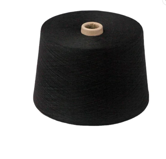 Low Price 30/1 Dope Dyed Black Recycled Polyester Spun Yarn for Knitting and Weaving