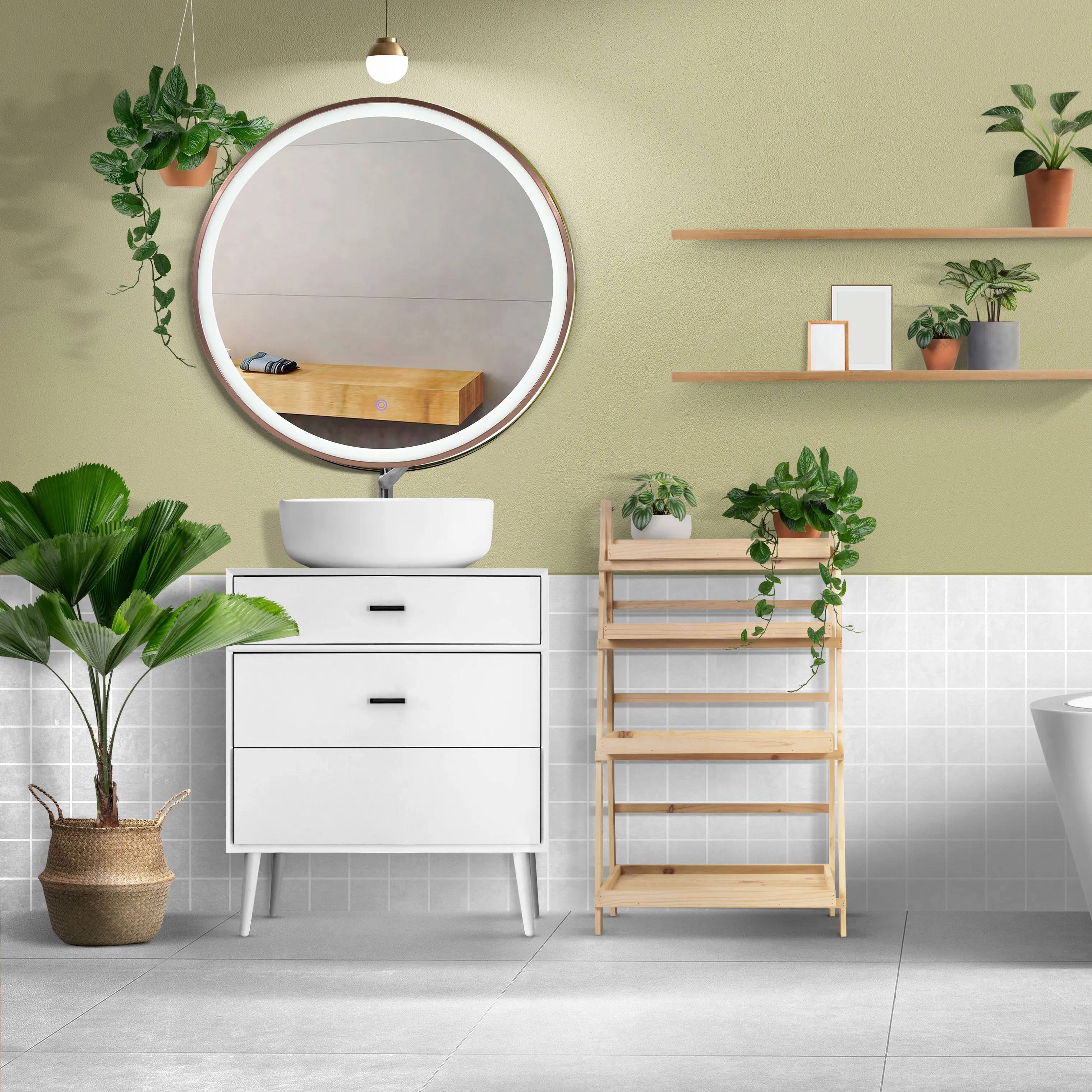Зеркало для ванной комнаты IP44, водонепроницаемое умное зеркало с сенсорным экраном, современное зеркало со светодиодной подсветкой для ванной
