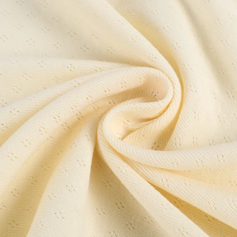 HAHOO New Design 1x1 ribbed cotton fabric knitting pure cotton mesh jacquard fabric for baby Mosquito-proof socks