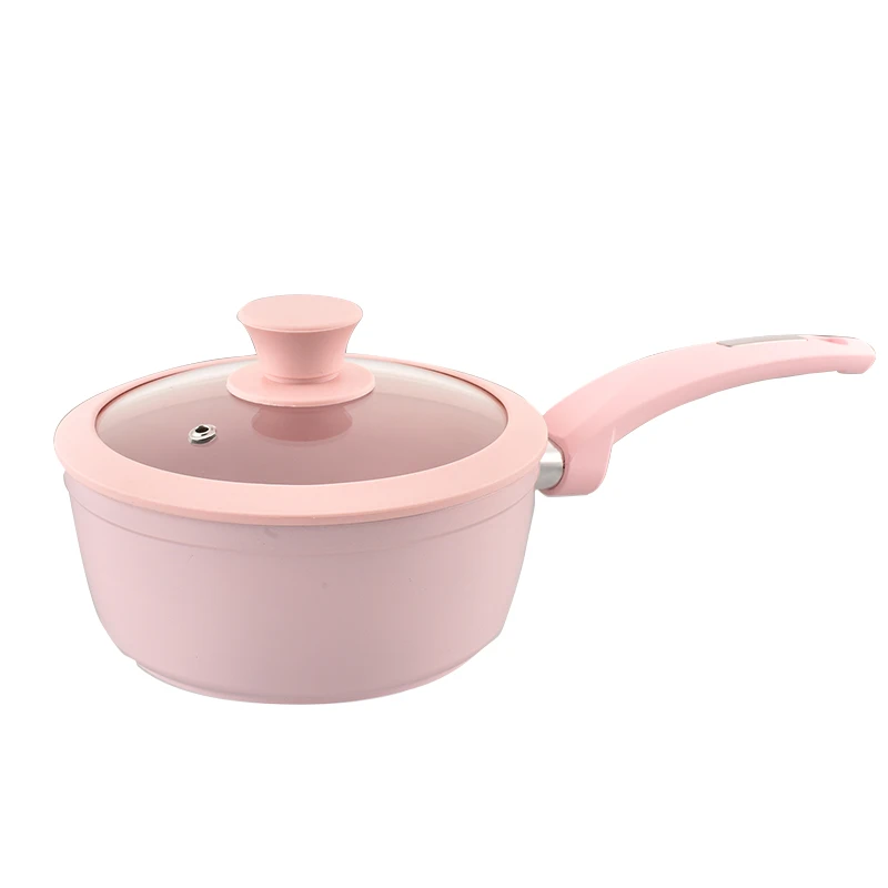 China Aluminum cookware Factory Pots and Pans sets with ceramic non stick coating and pink color