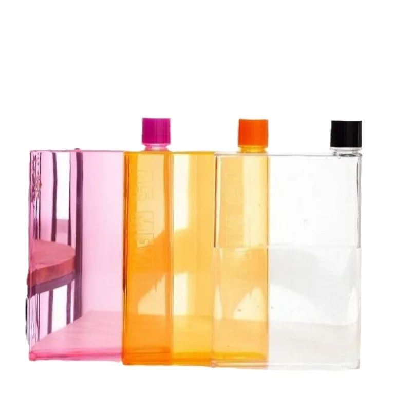 Square Shape A5 Flat Plastic Clear Notebook Water Bottle A5 Flat Plastic Clear Notebook Water Bottle