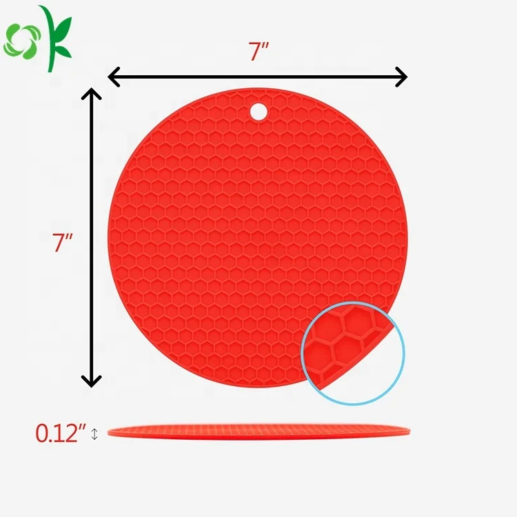OKSILICONE Heat Resistant Silicone Honeycomb Insulation Pads Mat Round Kitchen Waterproof Silicone Mat Cup Glue Heat Pad