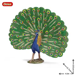 Oenux Wholesale Bird Animal Toy Peacock Model Action Figures Soild PVC Home Decoration Party Festival Gift