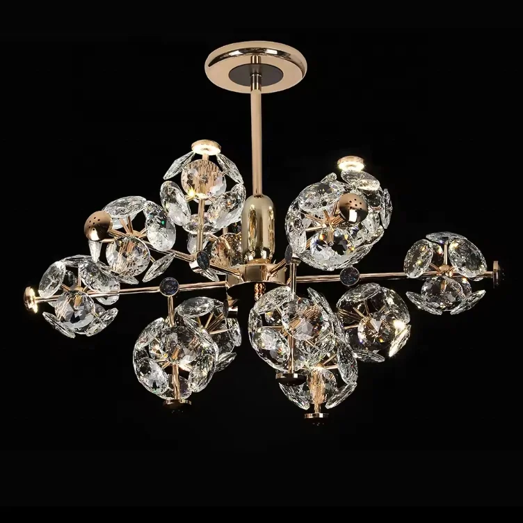 Custom Design K9 Crystal Luxuriant Modern Chandelier Light For Villa Hotel Apartment