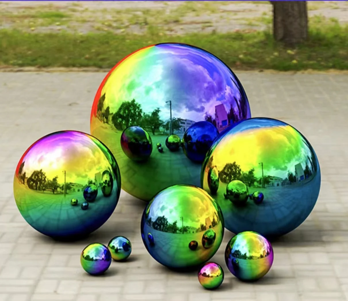 Wholesale Garden Home Hotel Hall decoration stainless steel color mirror ball 50MM--600MM