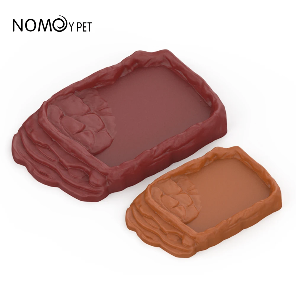 Three Sizes Available Imitation Rock Ladder Plastic Reptile Food Water Feeding Bowl for Reptiles Geckos Lizards Snake
