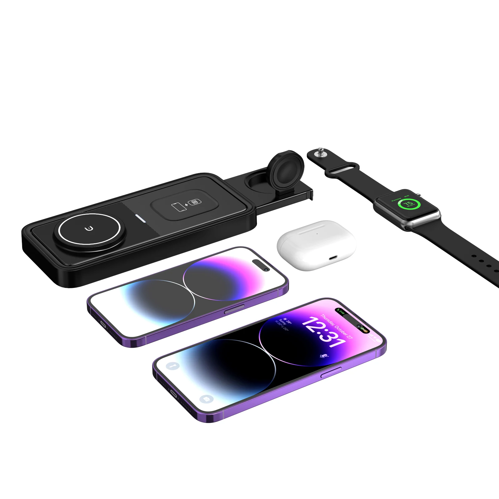 Newest foldable magnetic wireless charger 15w 3 in 1 15w folding magnetic wireless charger for iohone 14 15