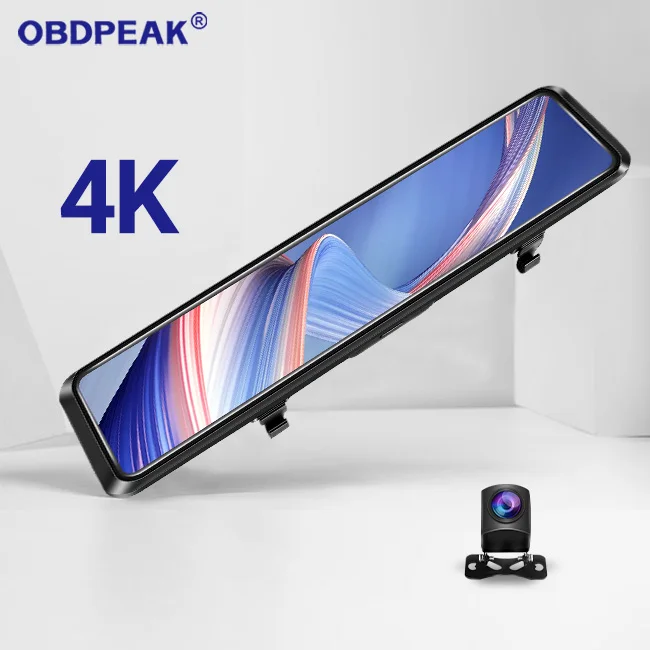 12 Inch Car Rearview Mirror Auto Video Recorder 4K Rear View Mirror Car Dvr Super Night Vision Streaming Media Dash Camera