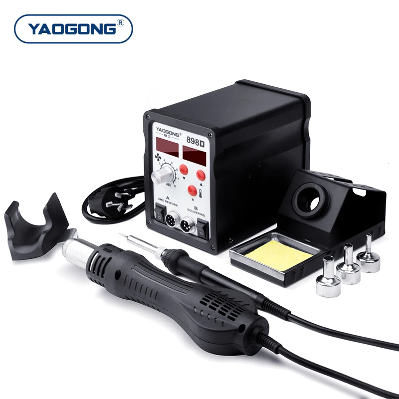 YAOGONG 898D two in one hot air SMD machine  soldering station  estacion de calor y soldadur 750 watts Electric soldering iron