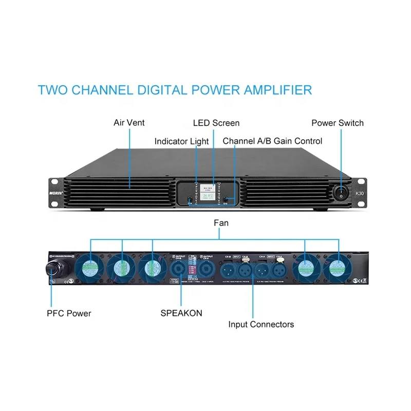2024 New Trending Product PCF Power 4300W *2 Peak Power 1U Dual Channel Stereo Audio Receiver Professional Amplifier