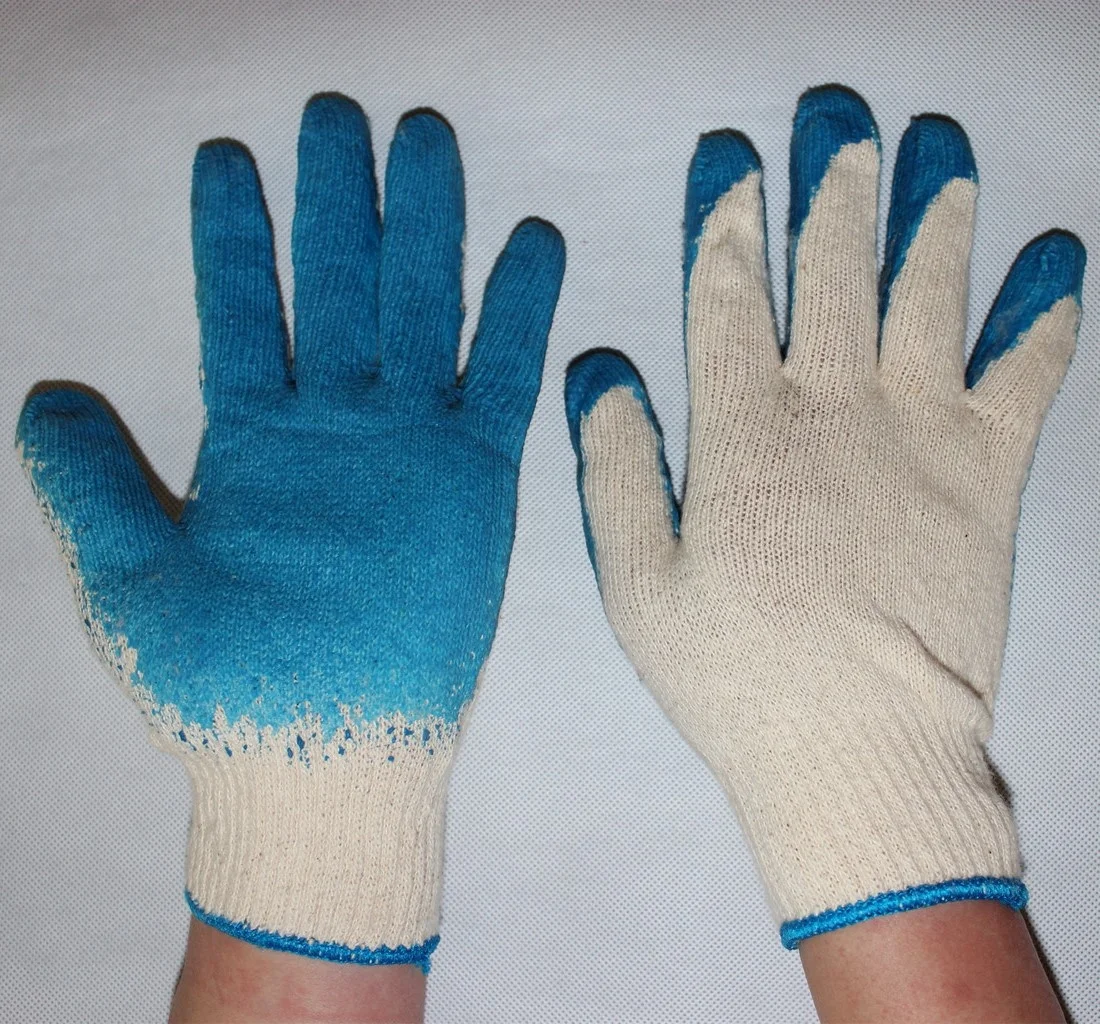 Suncend linho de polialgodao barato 10 г liso borracha luvas revestidas latex