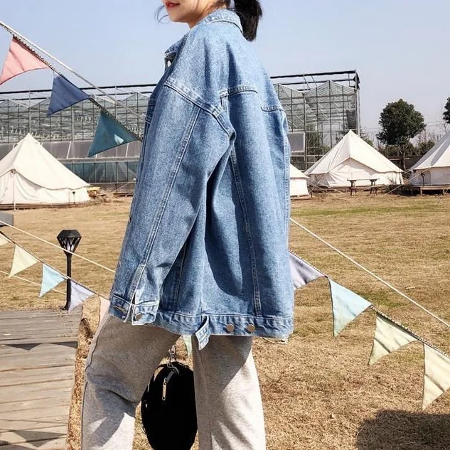 2021 Women Wholesale Hot Sale Lady Spring Summer Fashion Jean Jackets Oversized Denim Coats Denim Jackets