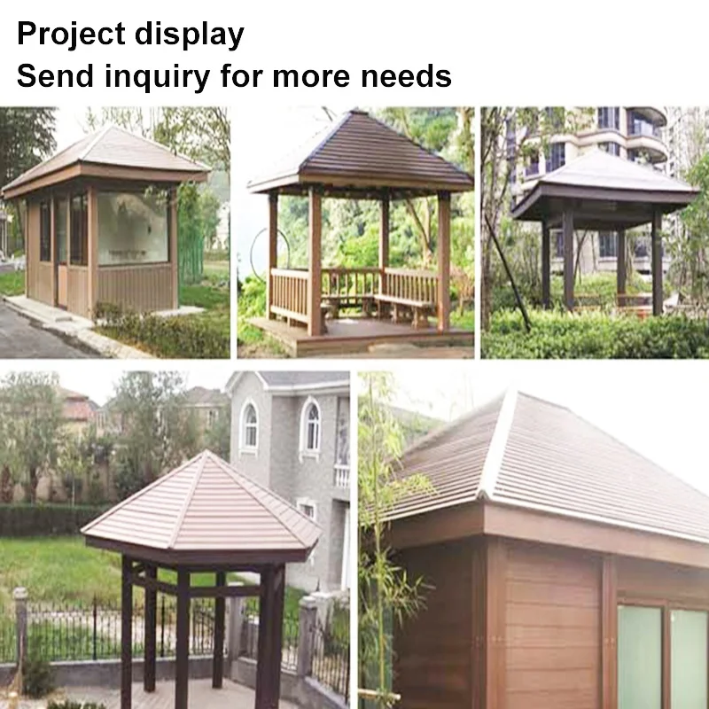 Outdoor WPC Pergola Woodgrain Tubes Rafter Beam Composite Timber Armrest Post WPC Decorative Large Gazebo Garden Pergola set