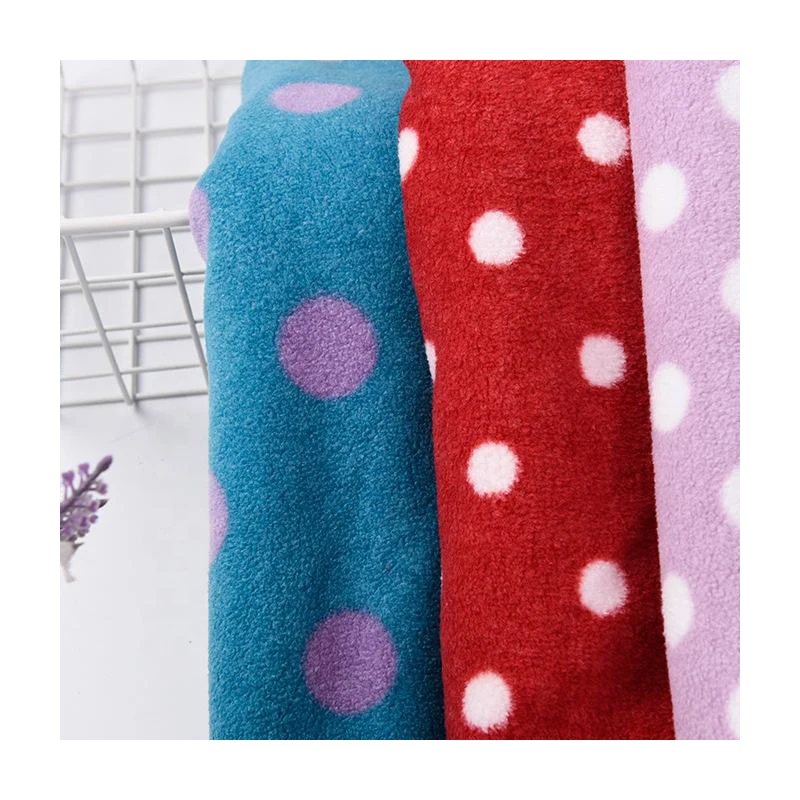 Dot Printed Double Side Brushed One Side Anti Pilling Thick Spot Polar Fleece Fabric For Coat