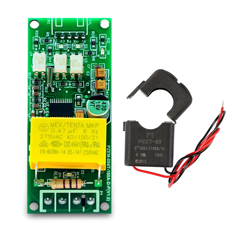 Peacefair PZEM-004T-D-P TTL Modbus RTU Pin Connector Single Phase Volt Amp Smart Electricity Power Watt Meter Energy Monitor